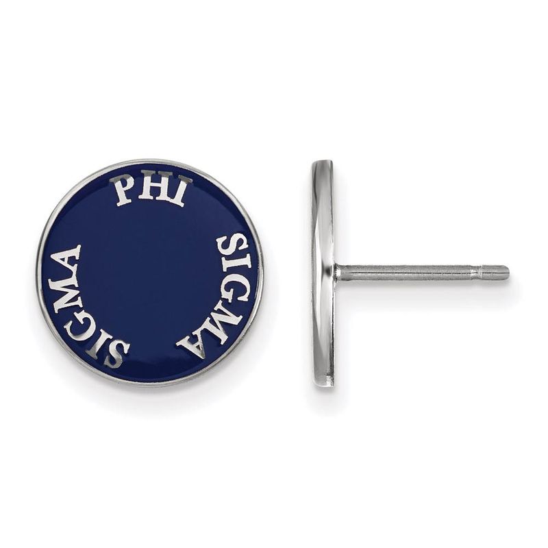 Sterling Silver Phi Sigma Sigma Enamel Disc Post Earrings